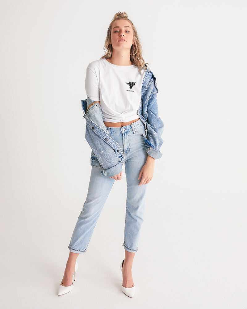 white zone upgraded women's twist-front cropped tee