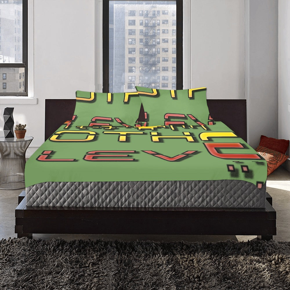 fz bedding set one size / fz bedding - green 3-piece bedding set (1 duvet cover 86"x70"; 2 pillowcases 20"x30")(one side)
