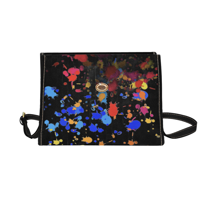 fz paint print handbag all over print canvas bag (model 1641)(black)