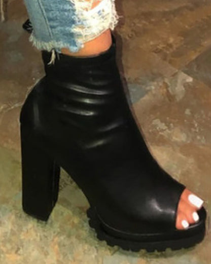 Γυναικείες μπότες Peep Toe Chunky FZ