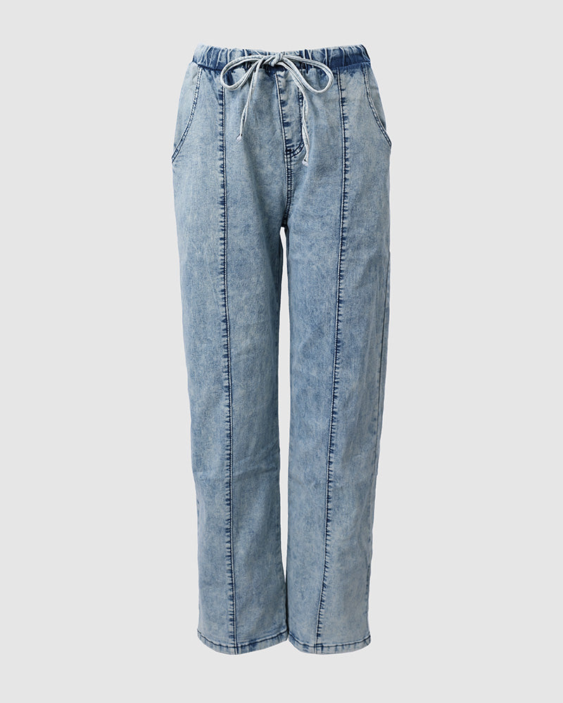 FZ Women's High Waist Washed Denim Pants - FZwear