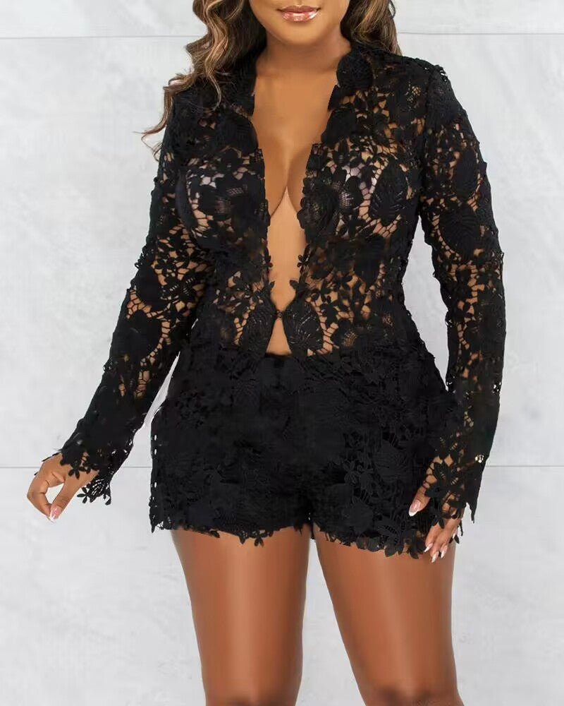 FZ Women's Guipure Lace Shorts Suit - FZwear