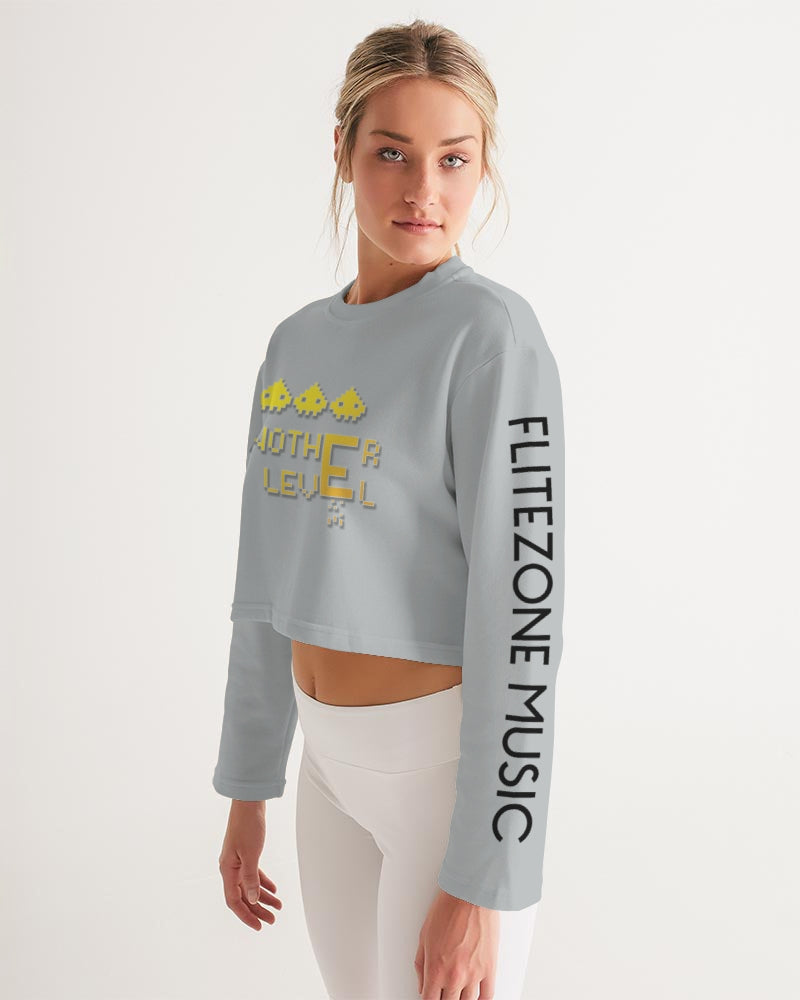 flying grey women's cropped sweatshirt