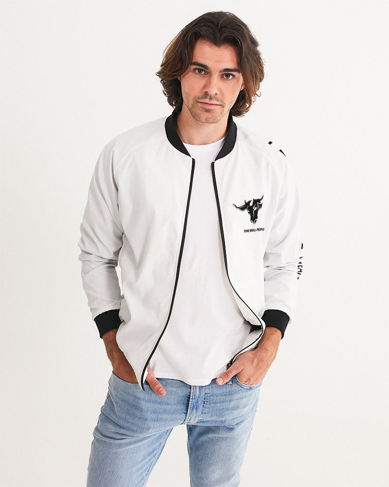 the white  bull men's bomber jacket