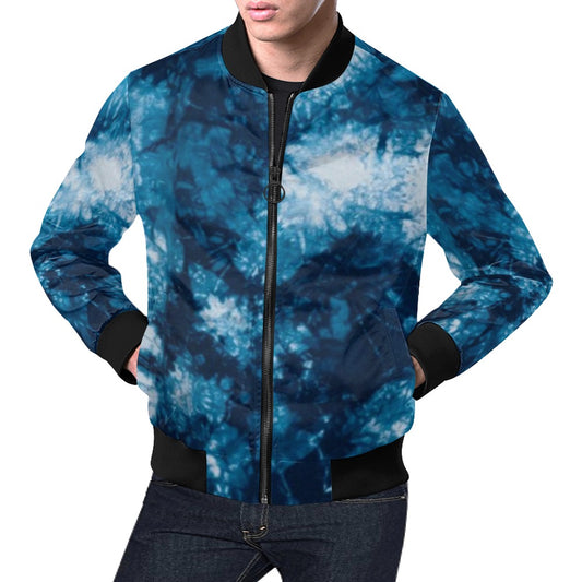 fz men's designer jacket- tye blue men's all over print casual jacket (model h19)