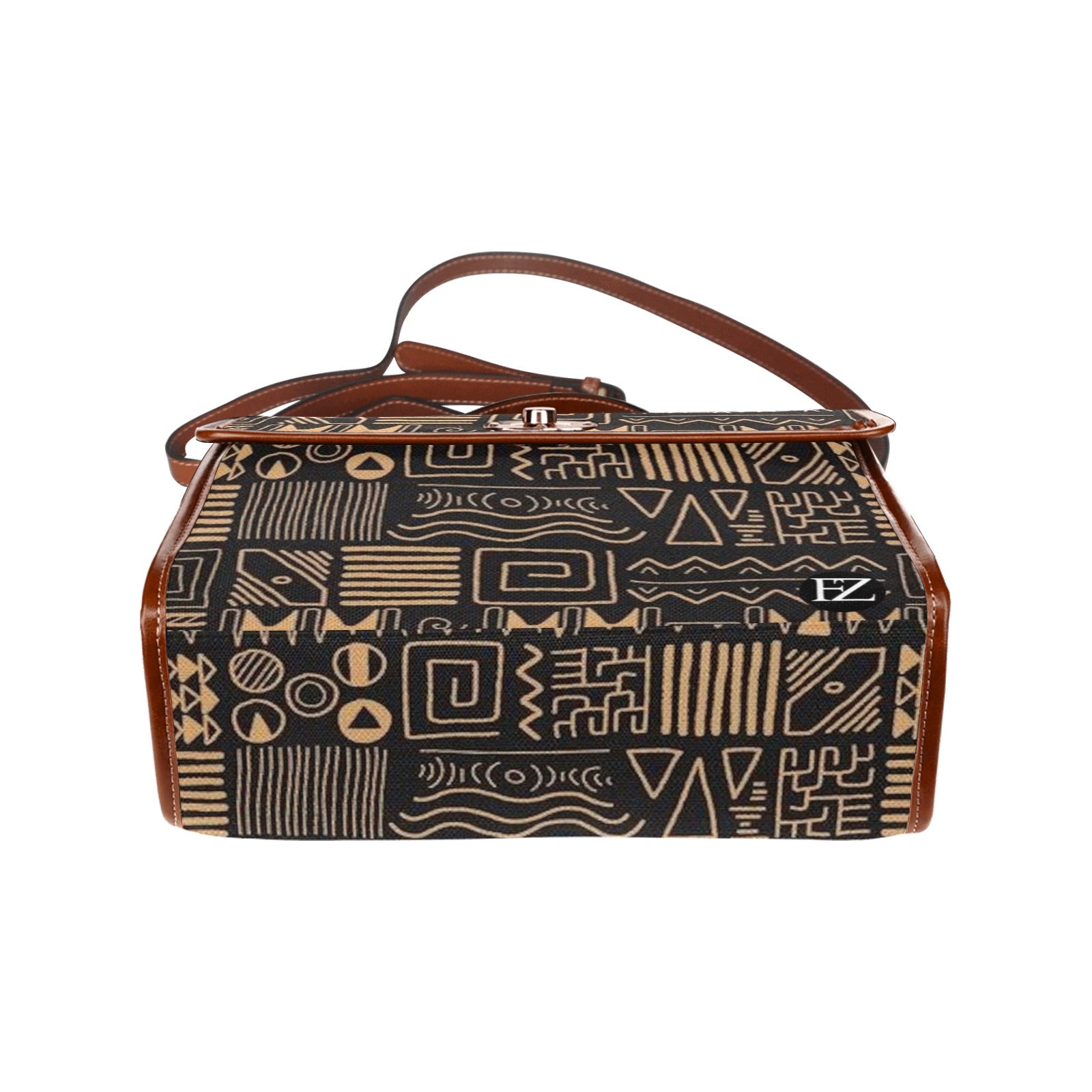 fz egypt hand bag all over print waterproof canvas bag(model1641)(brown strap)