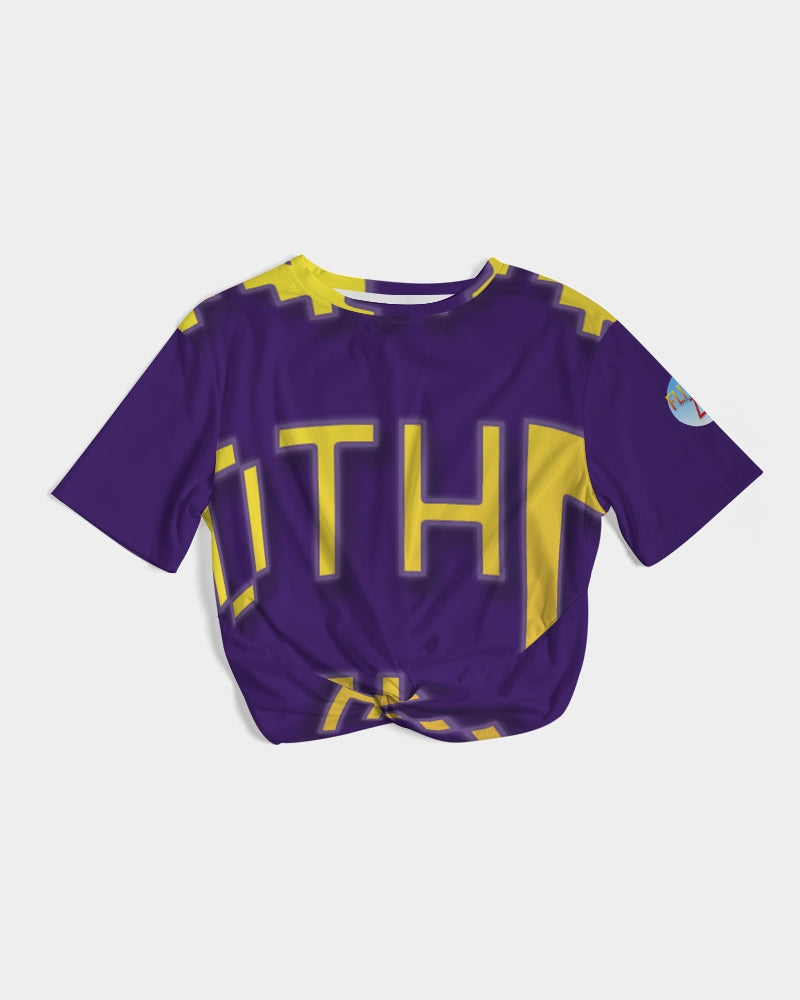 purple flite women's twist-front cropped tee