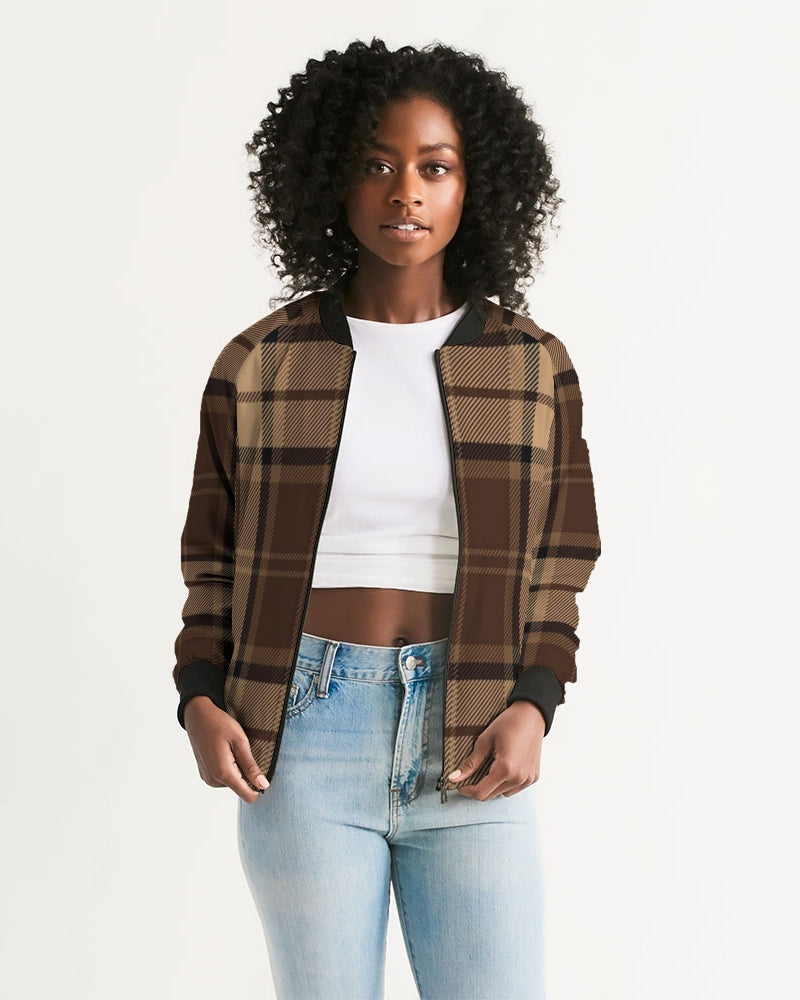 fz plaid women's bomber jacket