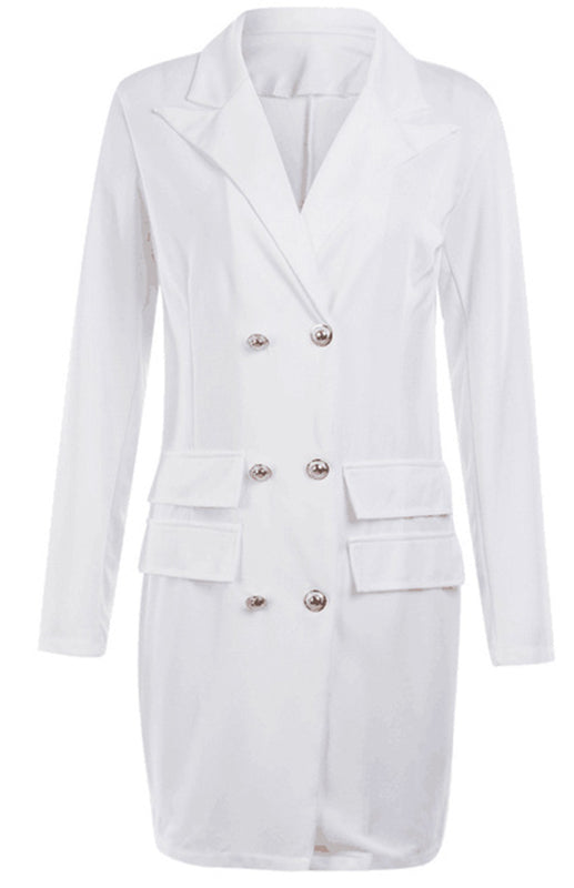 v-neck double breasted suit coat dress