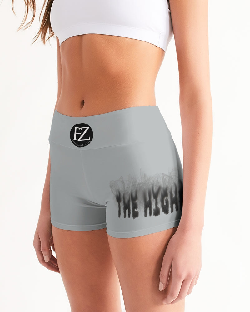 flying grey women's mid-rise yoga shorts