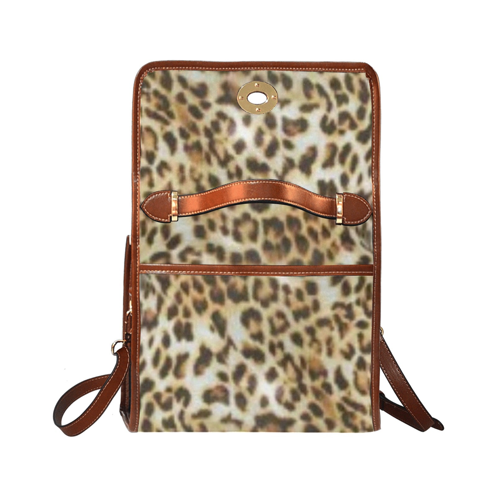 fz leopard handbag all over print waterproof canvas bag(model1641)(brown strap)