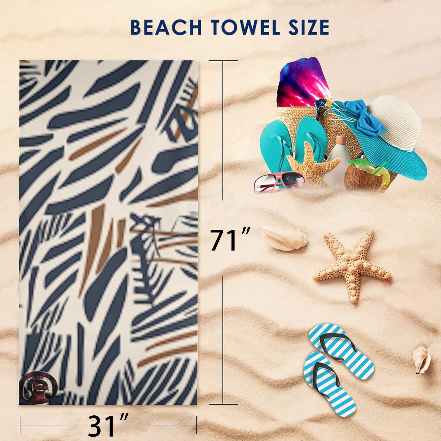 fz beach towel abstract 1 beach towel 31"x71"(two sides with different printing)