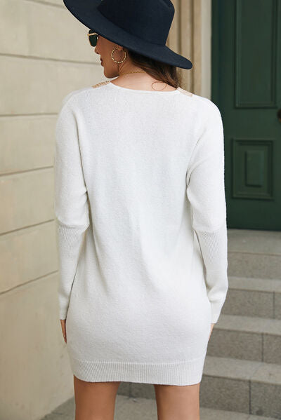 FZ Women's V-Neck Long Sleeve Mini Sweater Dress - FZwear