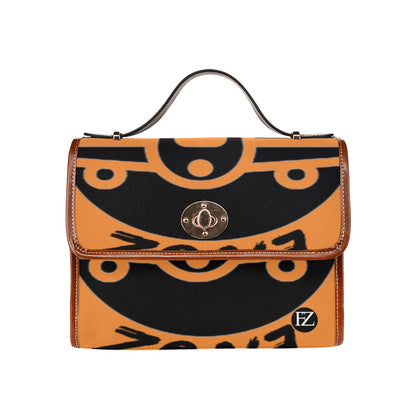 fz women's handbag - abstract one size / fz future handbag - abstract orange all over print waterproof canvas bag(model1641)(brown strap)