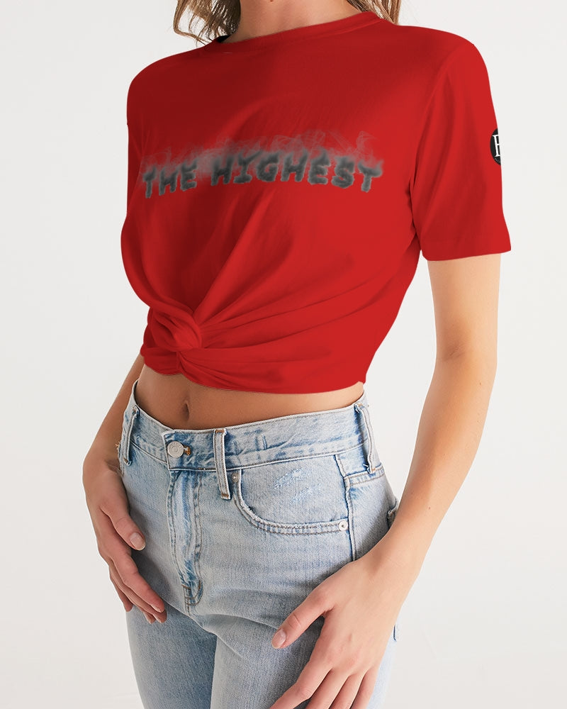 red zone women's twist-front cropped tee