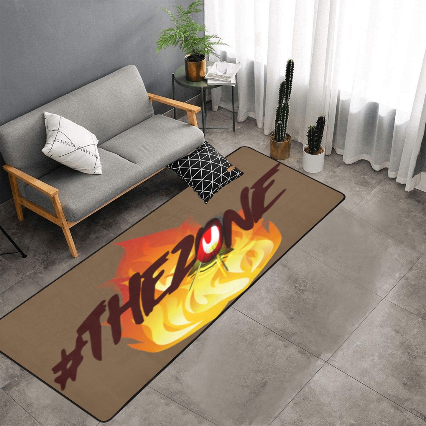 fz zone area rug one size / fz rug - brown area rug with black binding  10'x3'3''