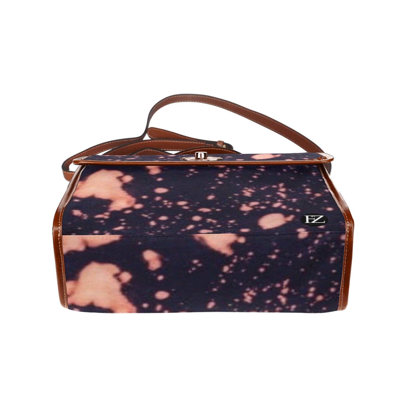 fz original handbag  - dye all over print waterproof canvas bag(model1641)(brown strap)
