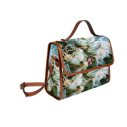 fz weed one handbag all over print waterproof canvas bag(model1641)(brown strap)