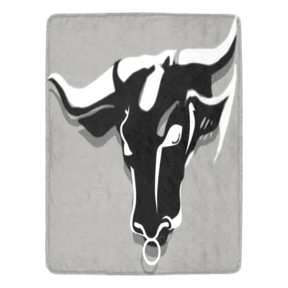 fz blanket bull (l) one size / fz bull blanket - grey ultra-soft micro fleece blanket 60" x 80"(made in usa)