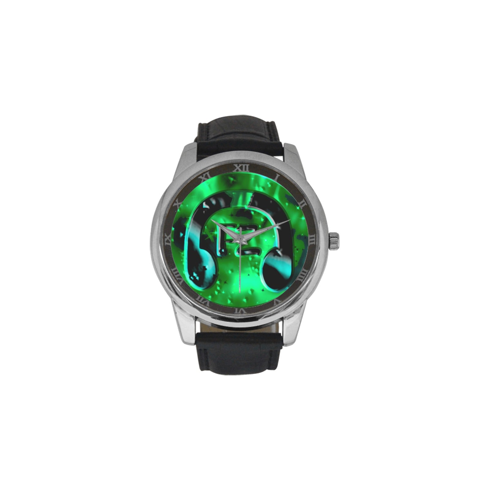 fz original watch - green men's leather strap large dial watch (model 213)
