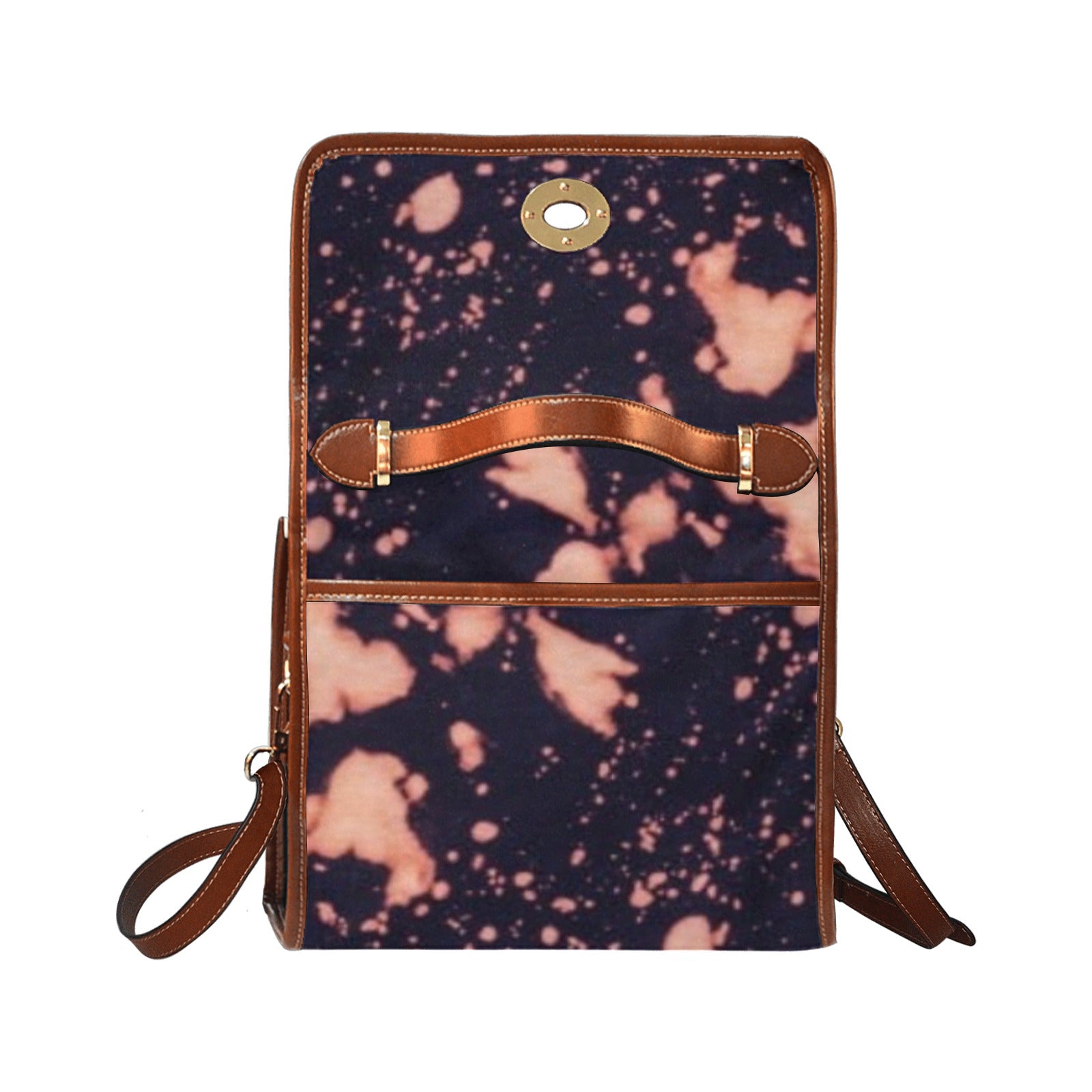 fz original handbag  - dye all over print waterproof canvas bag(model1641)(brown strap)