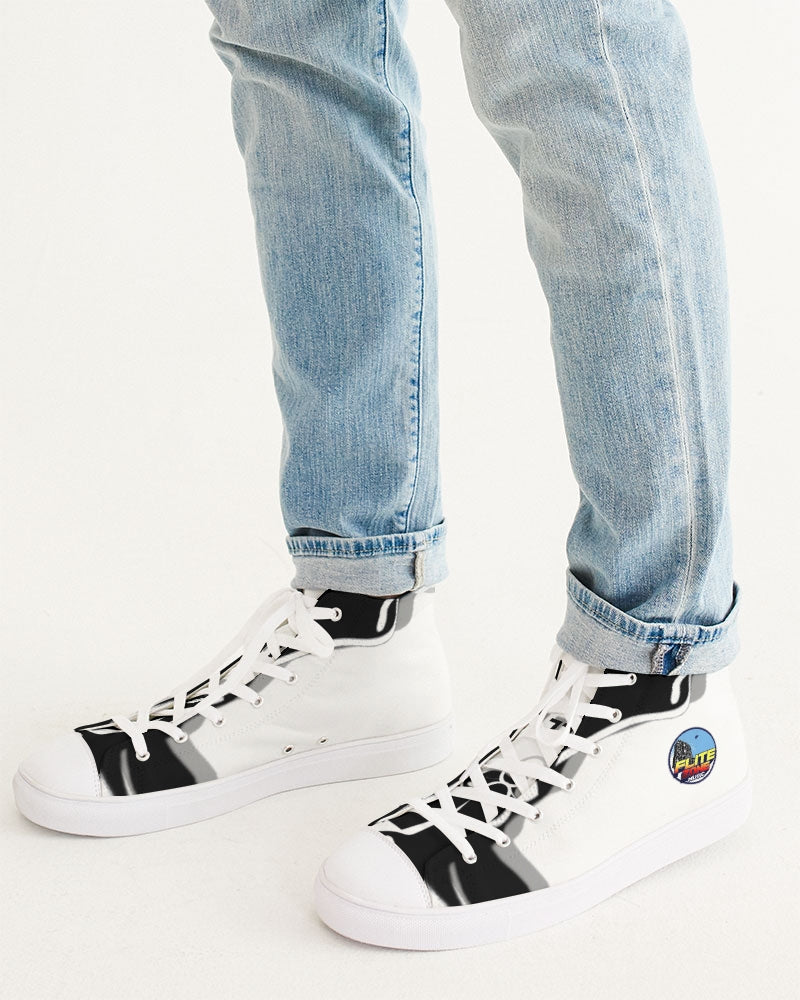 the white  bull men's hightop canvas shoe