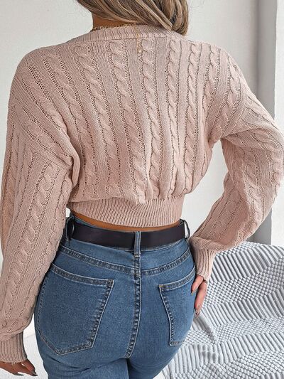 FZ Women's Twisted Cable-Knit V-Neck Sweater Top