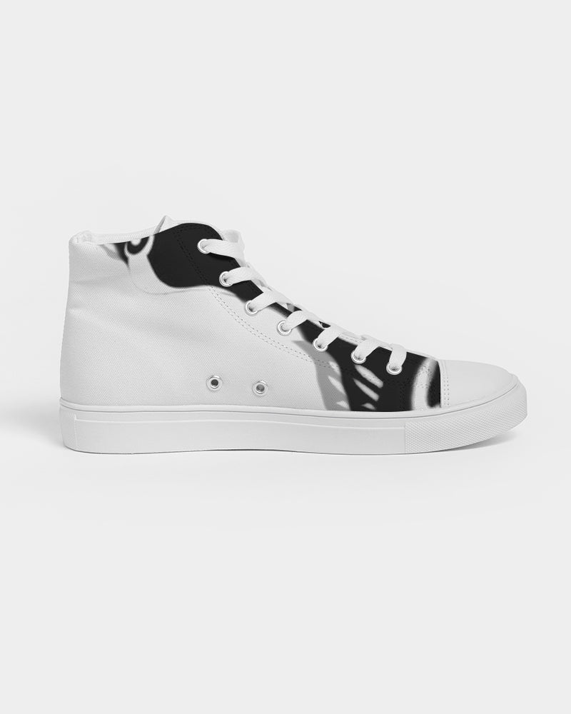 the white  bull women's hightop canvas shoe