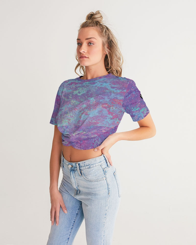fz wash women's twist-front cropped tee