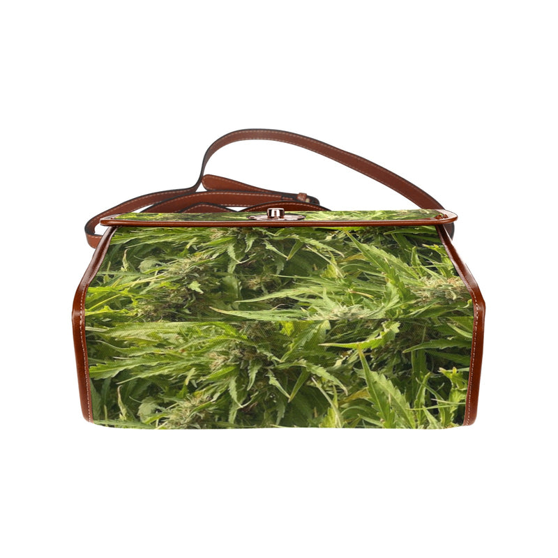 fz weed hand bag all over print waterproof canvas bag(model1641)(brown strap)