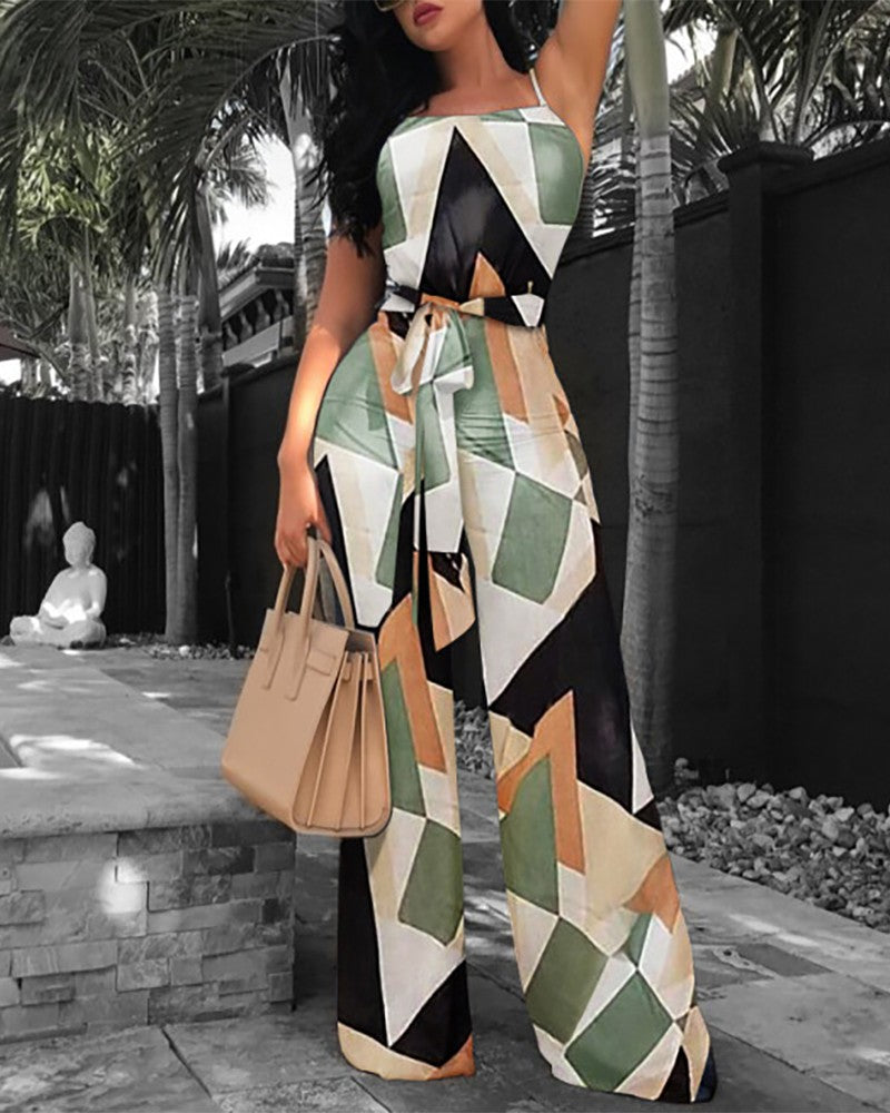 FZ Women's Belted Wide Leg Denim Jumpsuit - FZwear