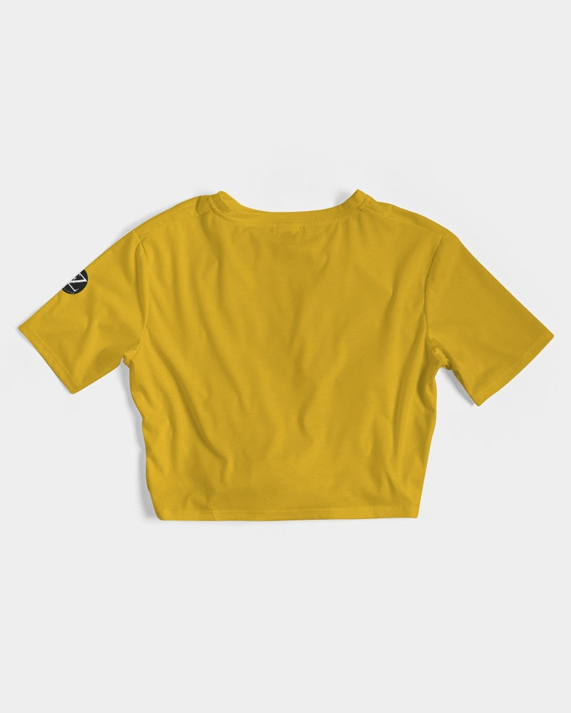 yellow zone women's twist-front cropped tee