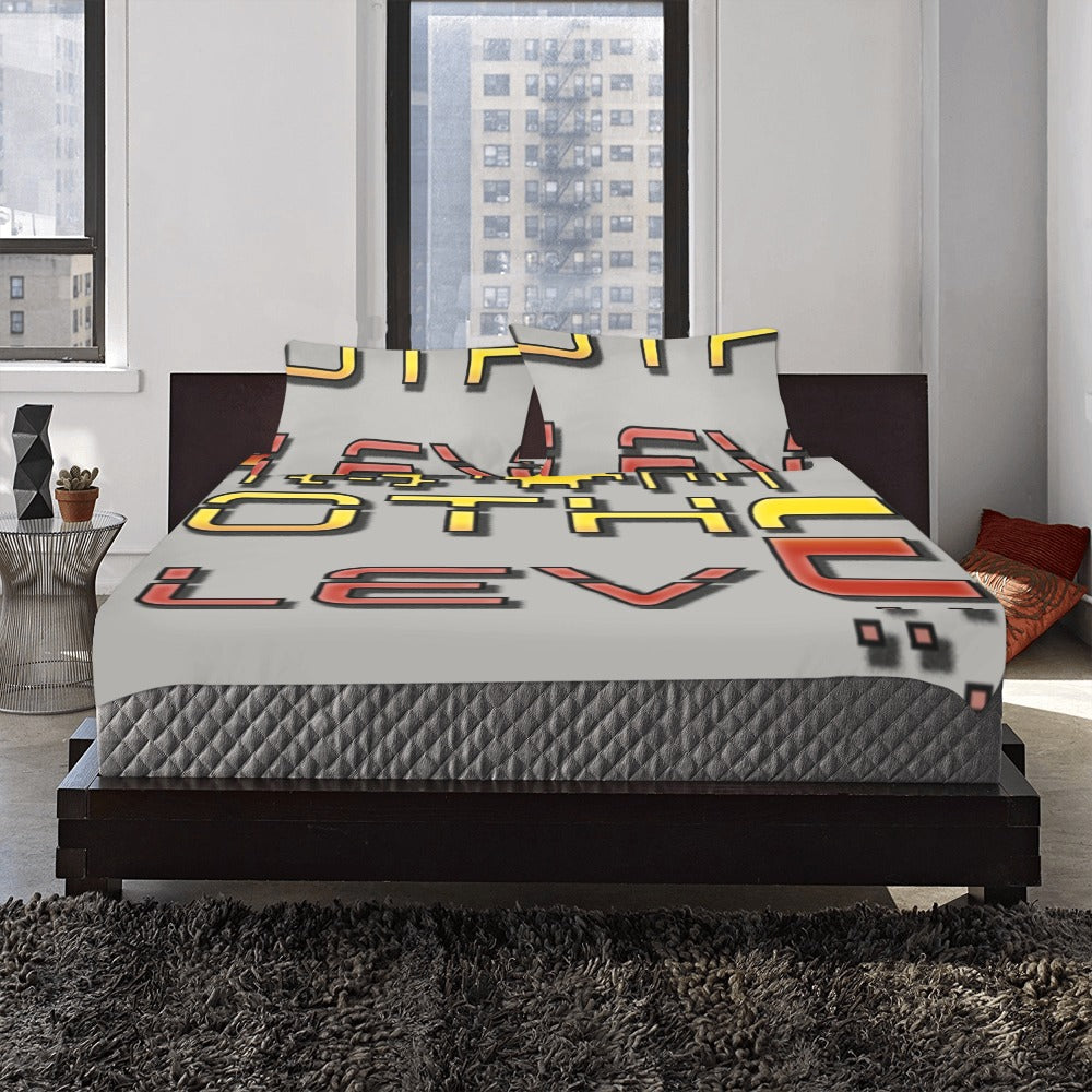 fz bedding set one size / fz bedding - grey 3-piece bedding set (1 duvet cover 86"x70"; 2 pillowcases 20"x30")(one side)