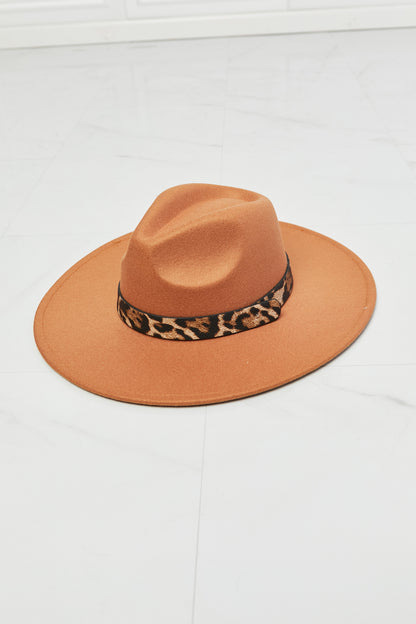 fame in the wild leopard detail fedora hat