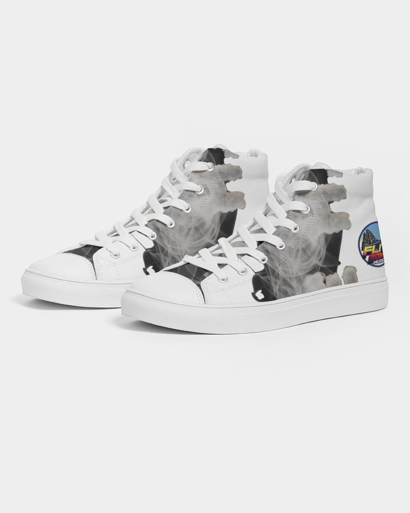 clean stamp men's hightop canvas shoe