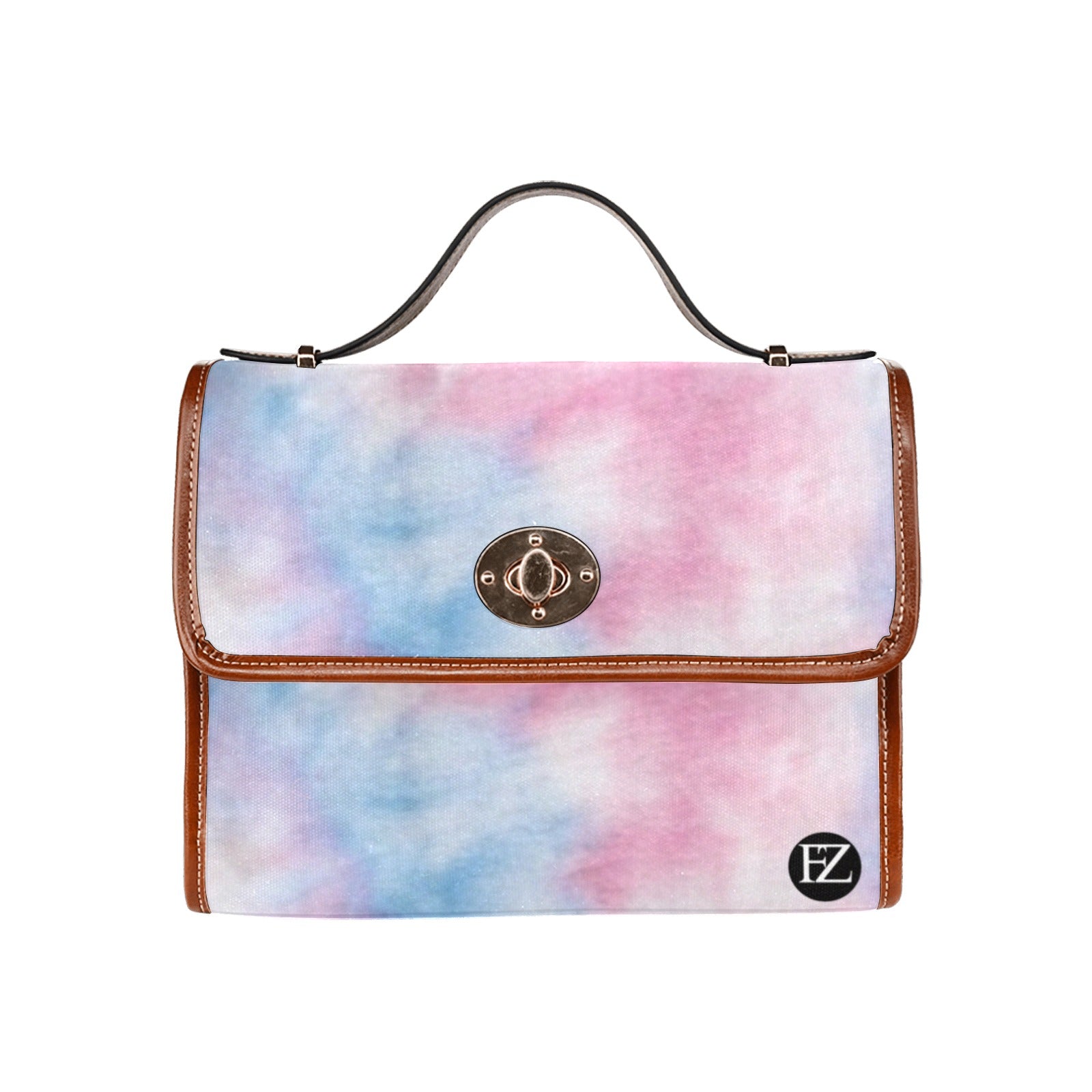 fz original handbag  - dye all over print waterproof canvas bag(model1641)(brown strap)