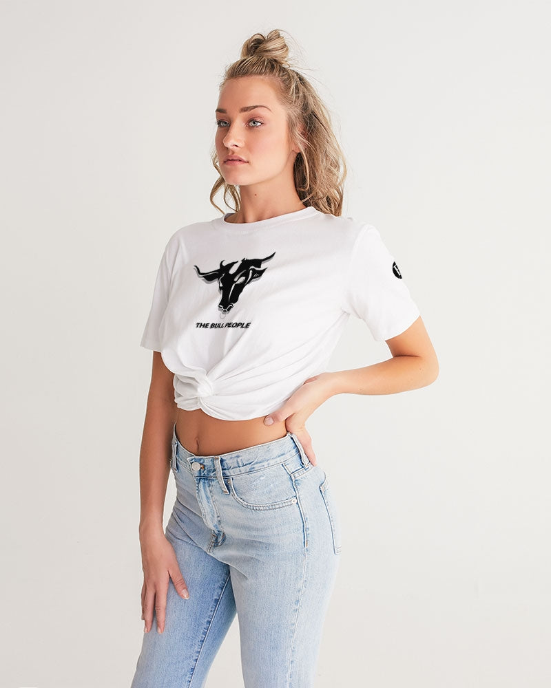 the white  bull women's twist-front cropped tee