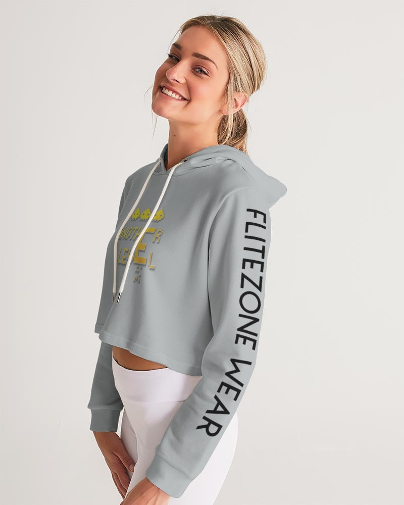 flying grey women's cropped hoodie