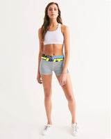 flying grey women's mid-rise yoga shorts