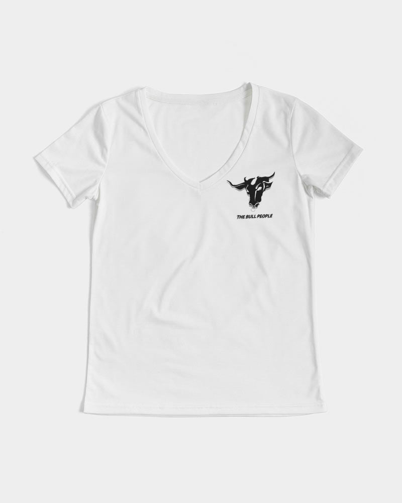 the white  bull women's v-neck tee