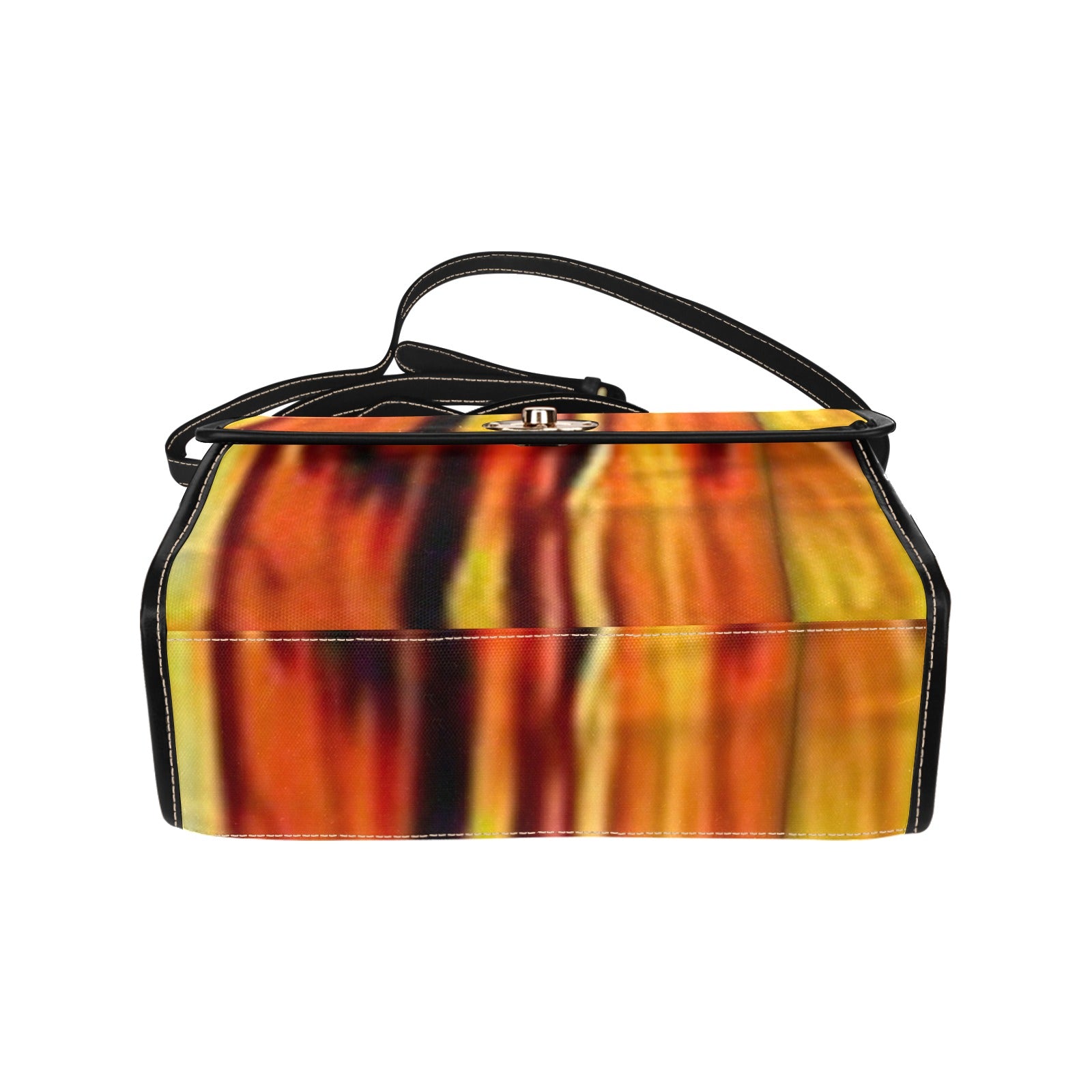 fz yellowish handbag all over print canvas bag (model 1641)(black)