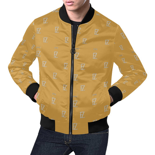 fz men's designer jacket- gold men's all over print casual jacket (model h19)