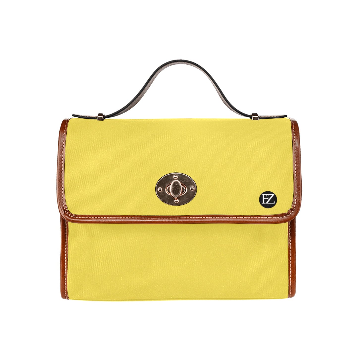 fz original handbag one size / fz 0riginal handbag - yellow all over print waterproof canvas bag(model1641)(brown strap)
