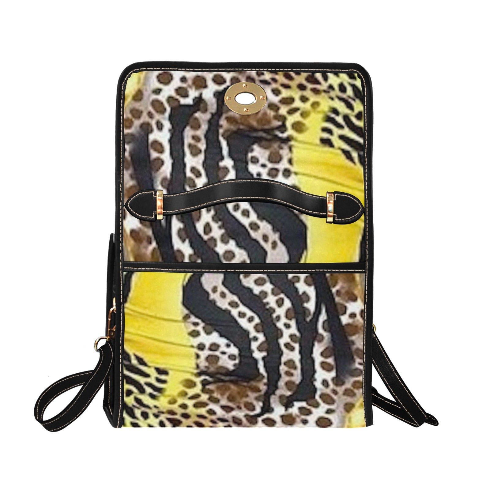 fz leopard print handbag all over print canvas bag (model 1641)(black)