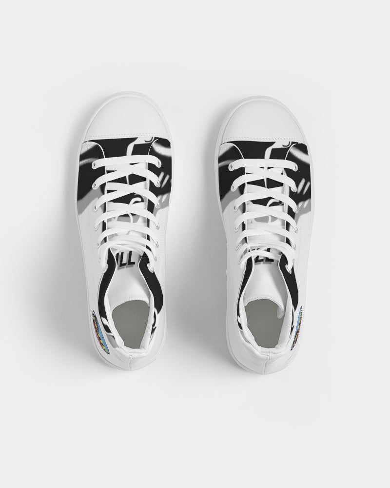 the white  bull men's hightop canvas shoe