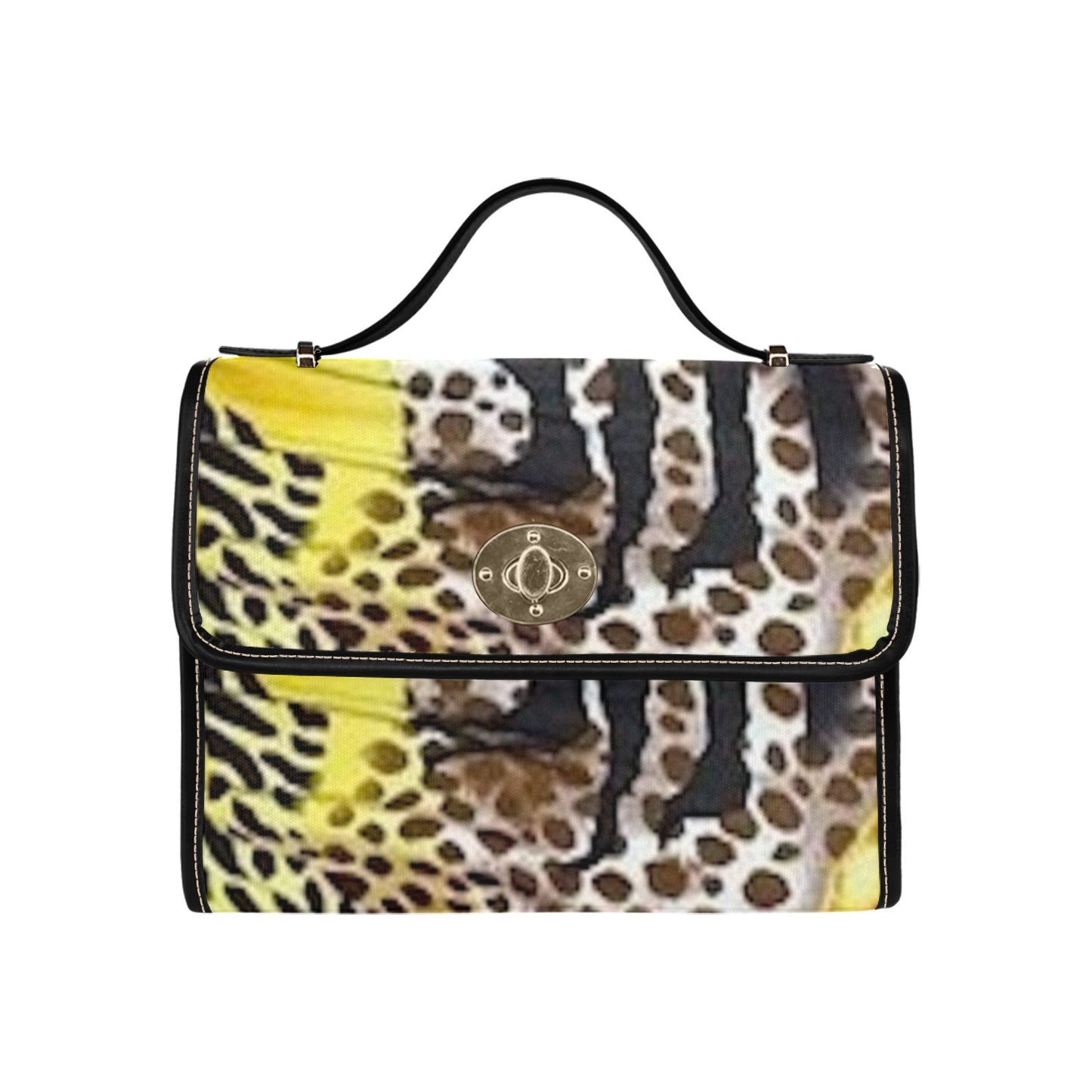 fz leopard print handbag all over print canvas bag (model 1641)(black)