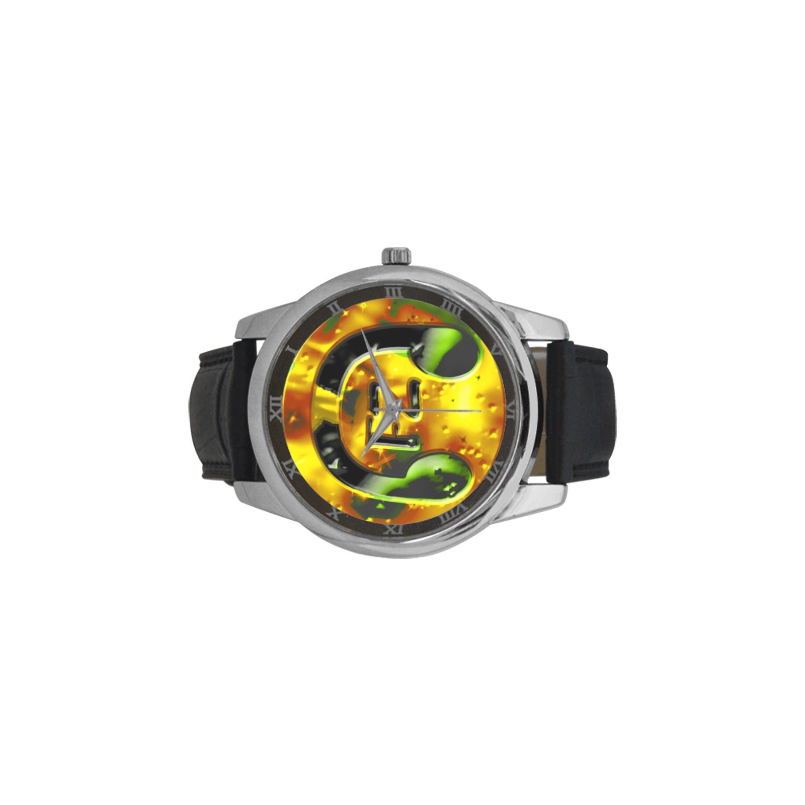 fz original watch - yellow men's leather strap large dial watch (model 213)