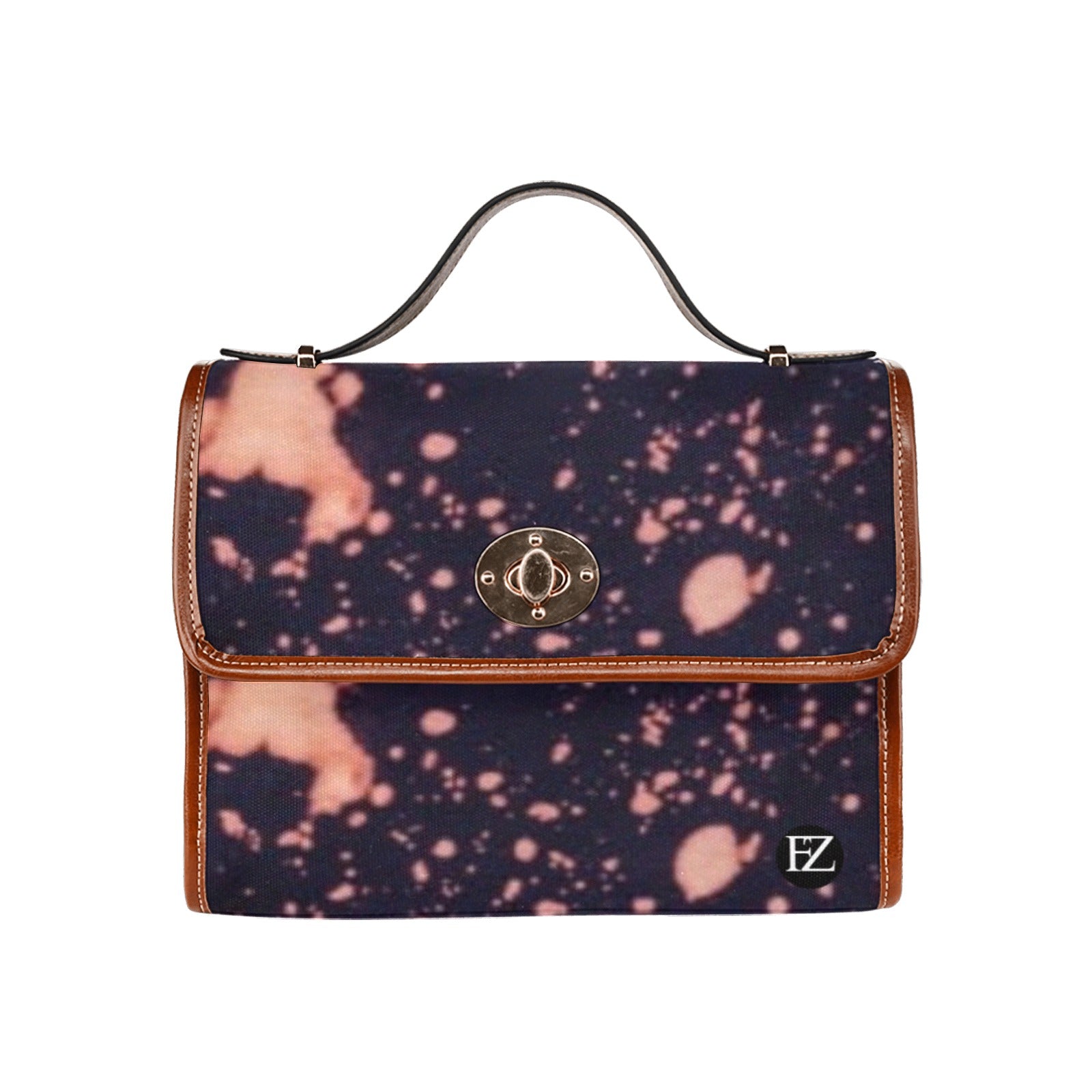 fz original handbag  - dye all over print waterproof canvas bag(model1641)(brown strap)