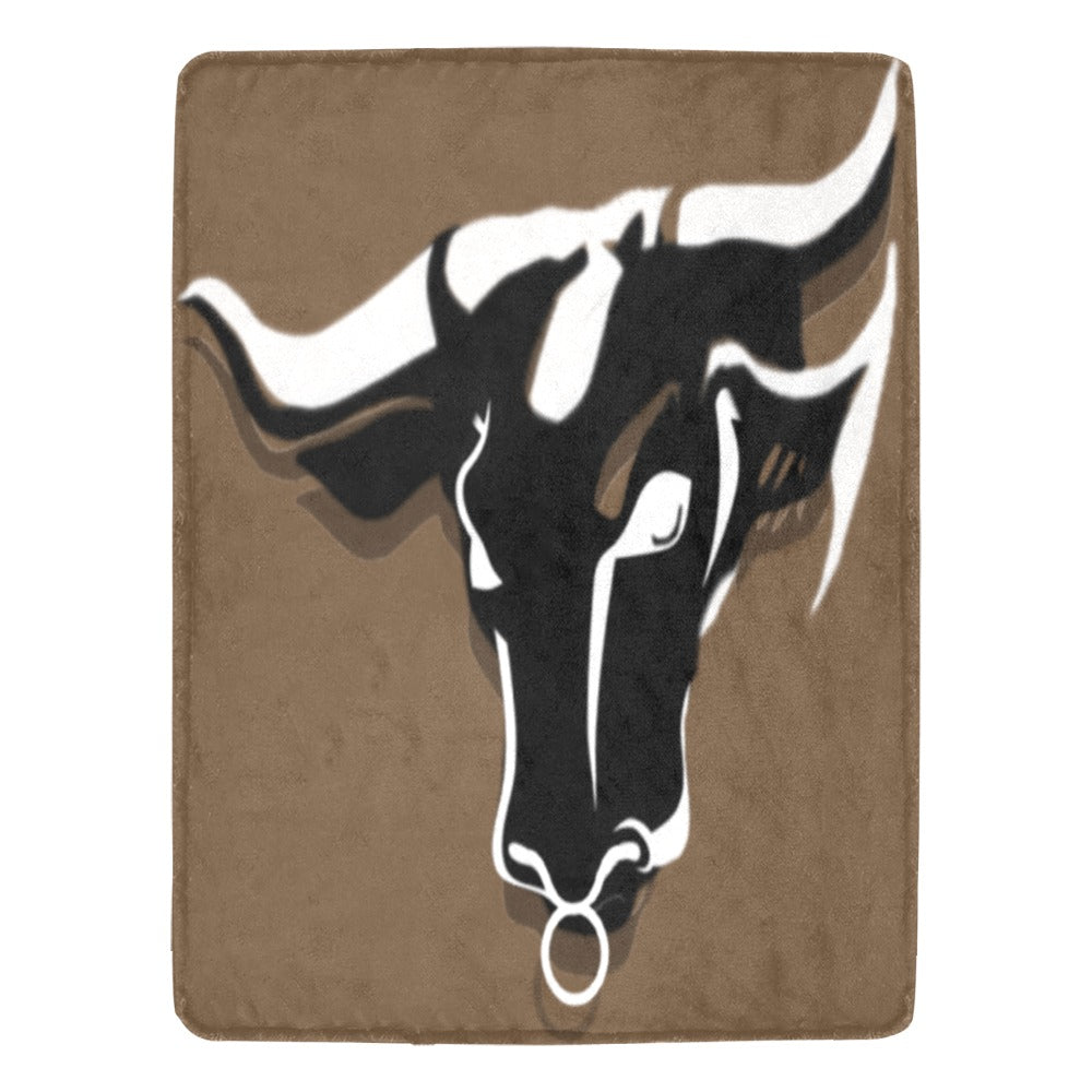 fz blanket bull (l) one size / fz bull blanket - brown ultra-soft micro fleece blanket 60" x 80"(made in usa)