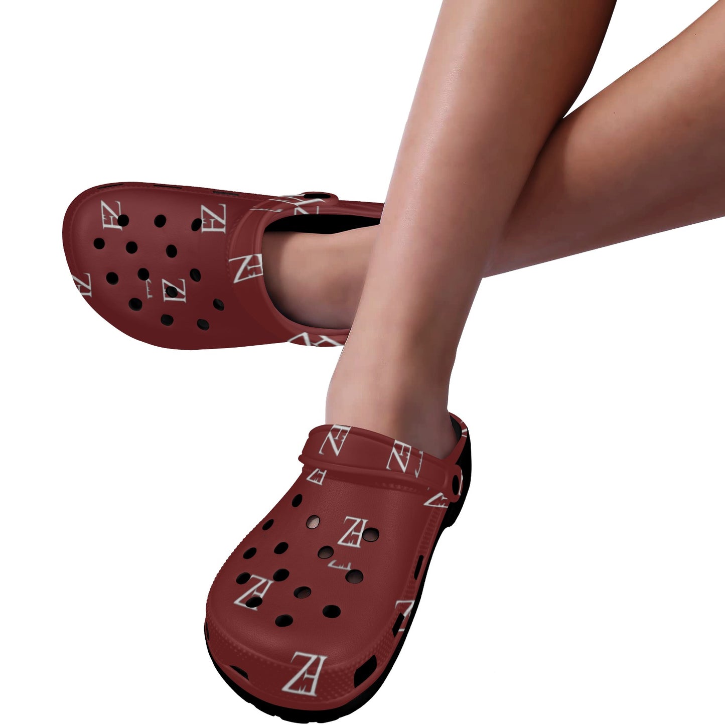 fz unisex sandals - burgundy custom print adults clogs